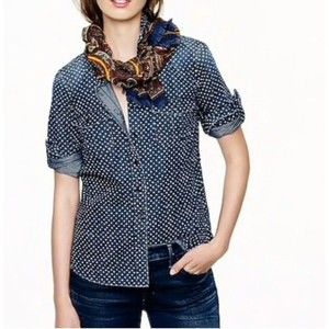 J. Crew Blue Polka Dot Button Down Shirt